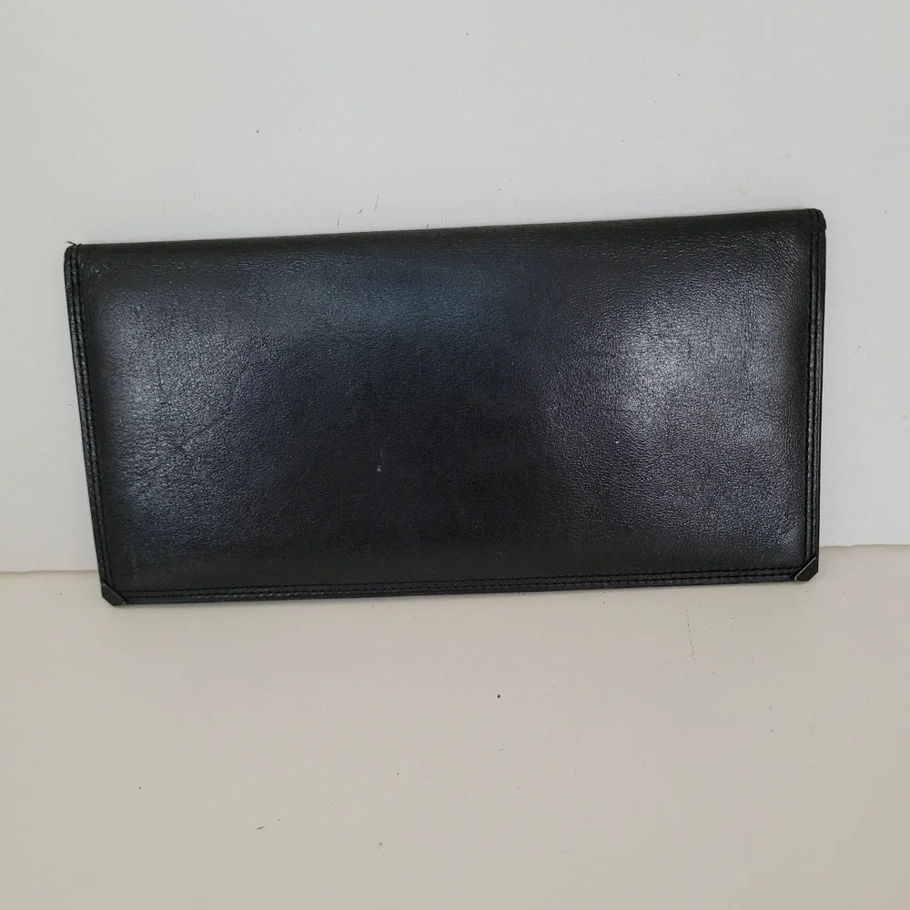 Givenchy Vintage Black Leather Long Bifold Wallet 4G Logo Paris Mens Womens